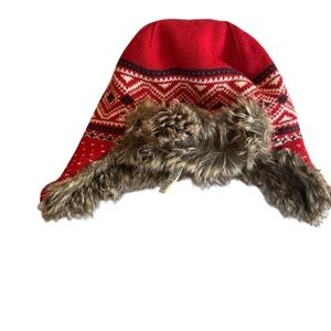 Janie and Jack Red and Brown Kids Hat